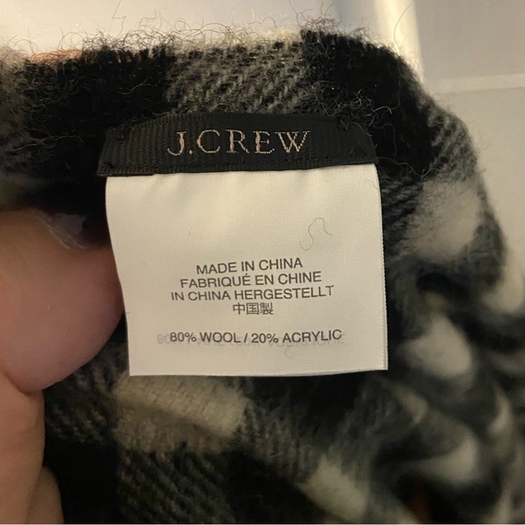 J Crew Buffalo Plaid Black White Cape Poncho Wrap - Picture 5 of 7
